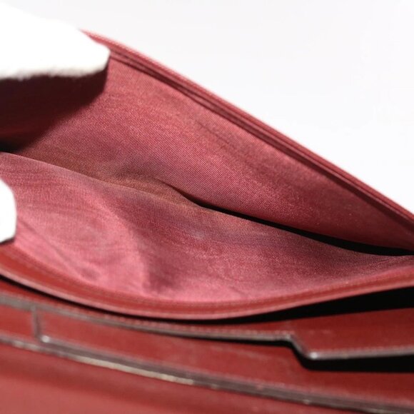 CARTIER Clutch Bag Leather Wine Red Auth 50447 - Picture 13 of 16